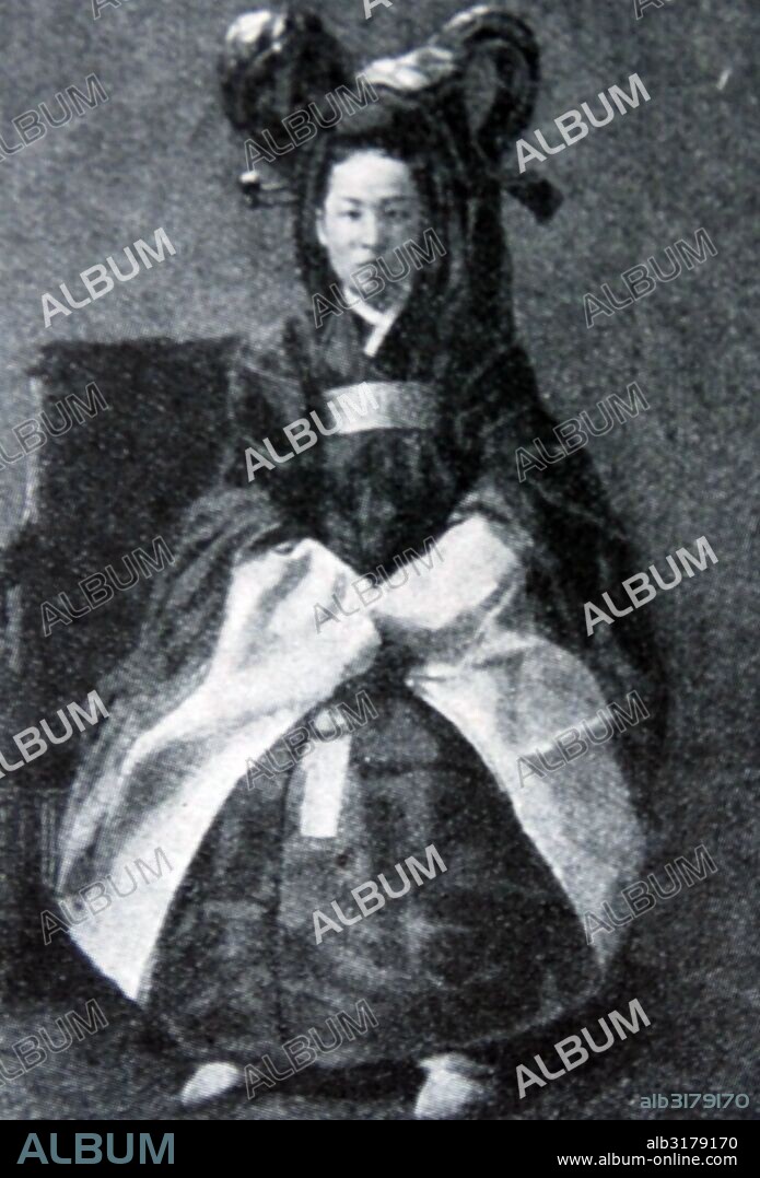 Portrait of Empress Myeongseong (1851-1895) official wife of Gojong of Korea the first emperor of the Korean Empire. Dated 19th Century.