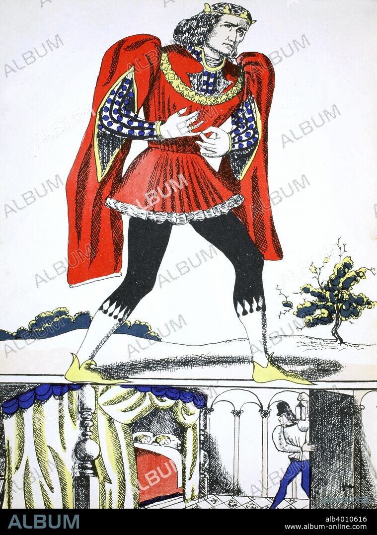 Richard III, King of England from 1483, (1932). Richard (1452-1485) was the last Plantagenet King of England. His death at the Battle of Bosworth in 1485 ended the Wars of the Roses and ushered in the new Tudor dynasty with Henry VII (1457-1509) as its first King. From Kings and Queens by Eleanor and Herbert Farjeon, 1932.