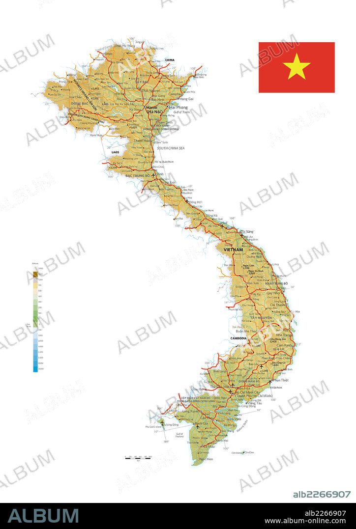 VIETNAM. Mapa físico y político de Vietnam.