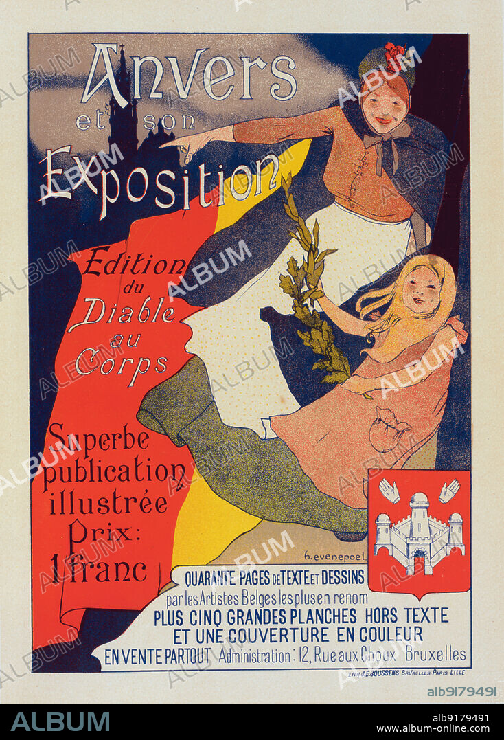 HENRI EVENEPOEL. Affiche belge pour la publication "Anvers et son Exposition"., c1898. [Publisher: Imprimerie Chaix; Place: Paris].