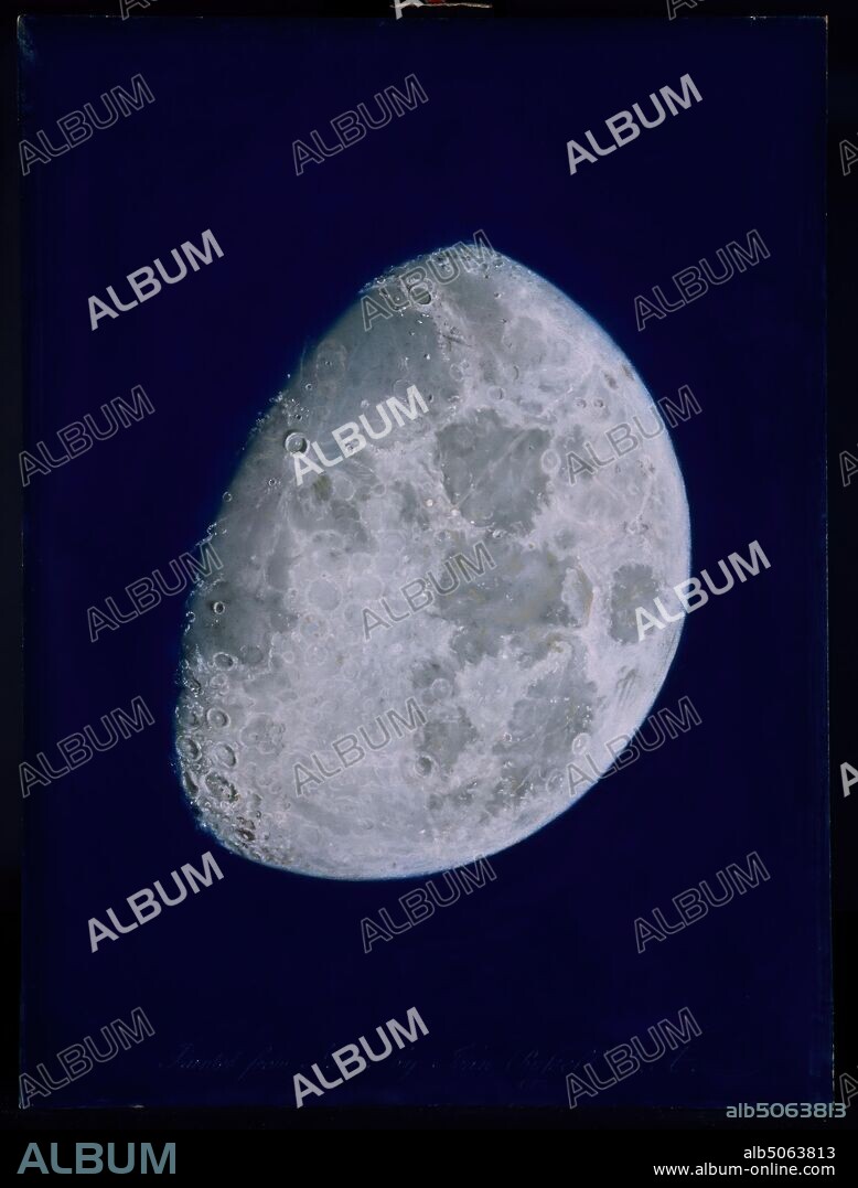 The Face of the Moon, 1797 By John Russell, Inscription reads: 'Painted from Nature by John Russell, R.A.', Pastel, Lunar Society, Sky, Night, Space, Astronomy, Moon.