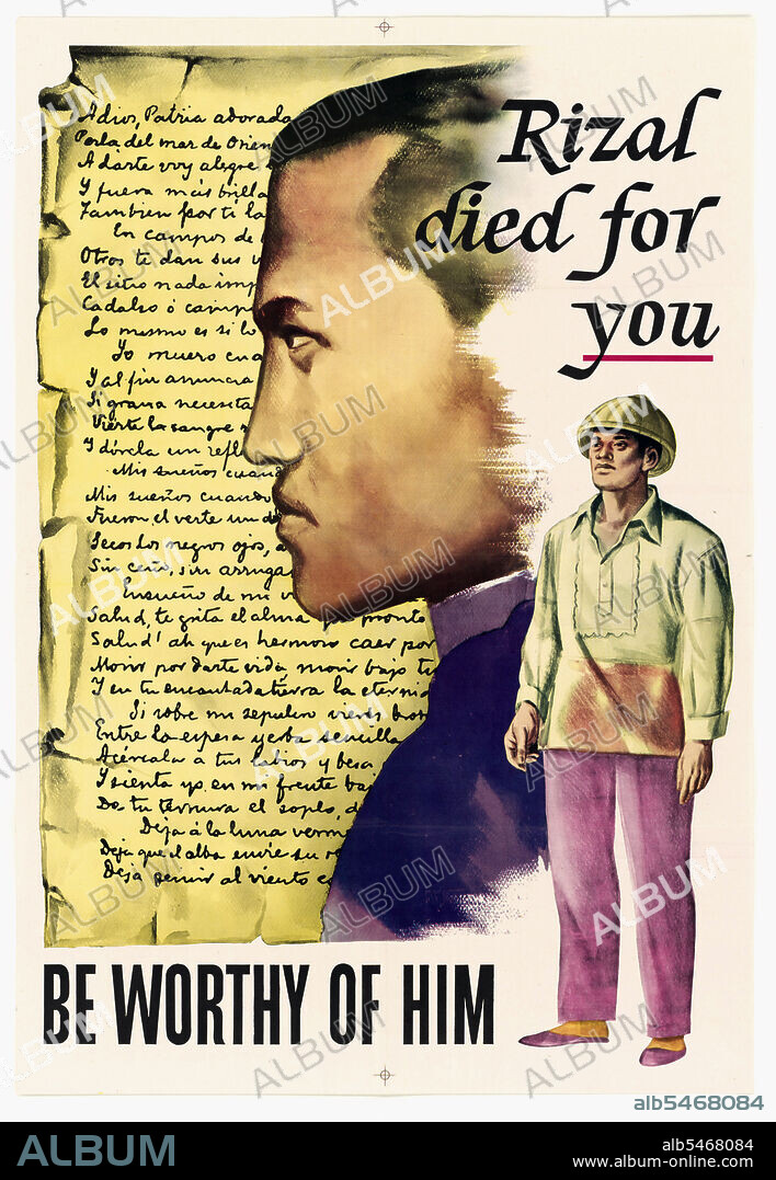 1950-1955  - U.S. Propaganda Posters in 1950s Asia - Rizal Died for You: Be Worthy of Him poster  .