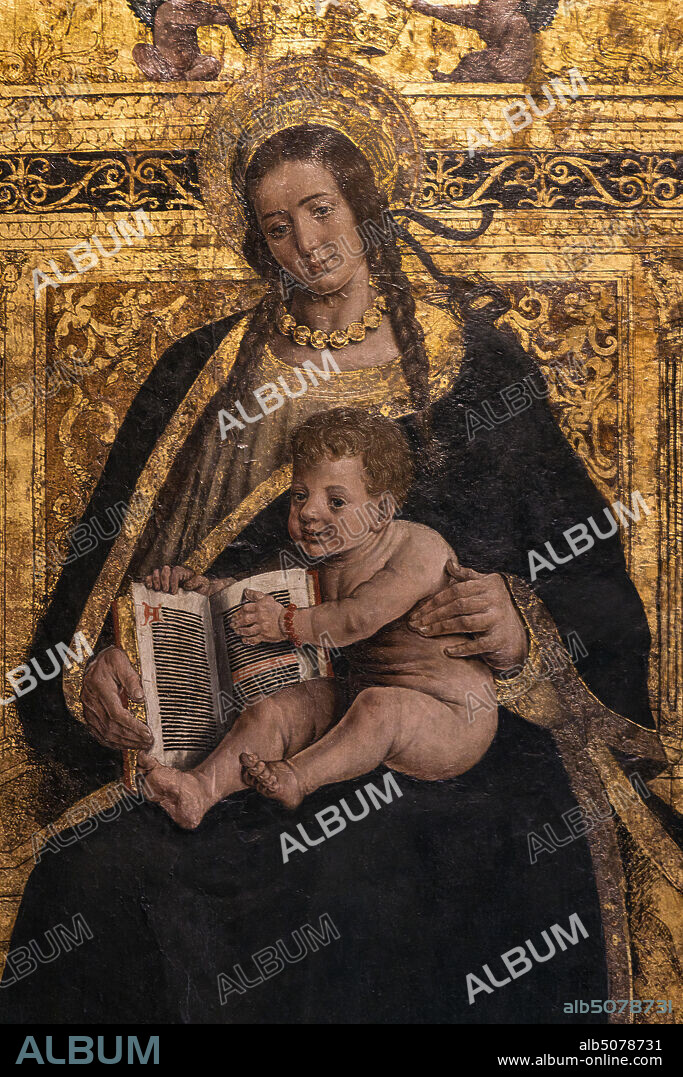 Hans Clemer: "Madonna and Child, also known as Madonna of the Rabbit", late 15th century - early 16th century, mixed media and gold on panel. Detail.