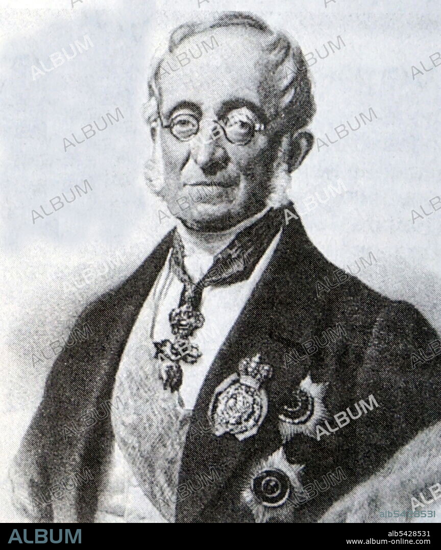 Russian Foreign Minister Karl Robert Reichsgraf von Nesselrode-Ehreshoven, (1780 - 1862; Russian German diplomat. For forty years (1816-1856) Nesselrode as foreign minister guided Russian policy; he was a leading European conservative statesman of the Holy Alliance.