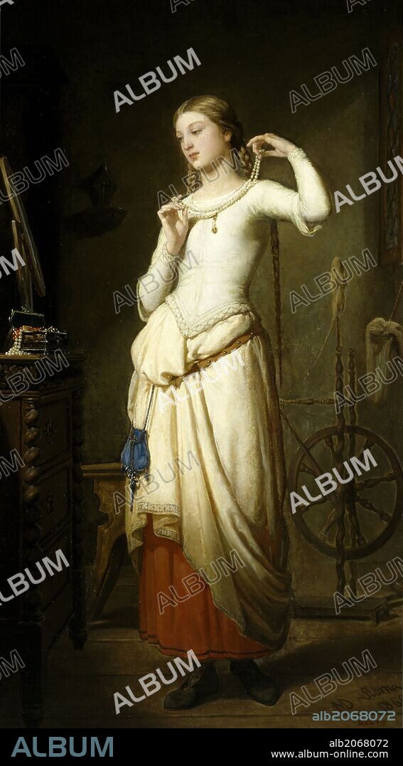 MANUEL DOMÍNGUEZ SÁNCHEZ. Manuel Domínguez Sánchez / 'Margaret at the Mirror', 1866, Spanish School, Oil on canvas, 185 cm x 102 cm, P06368.