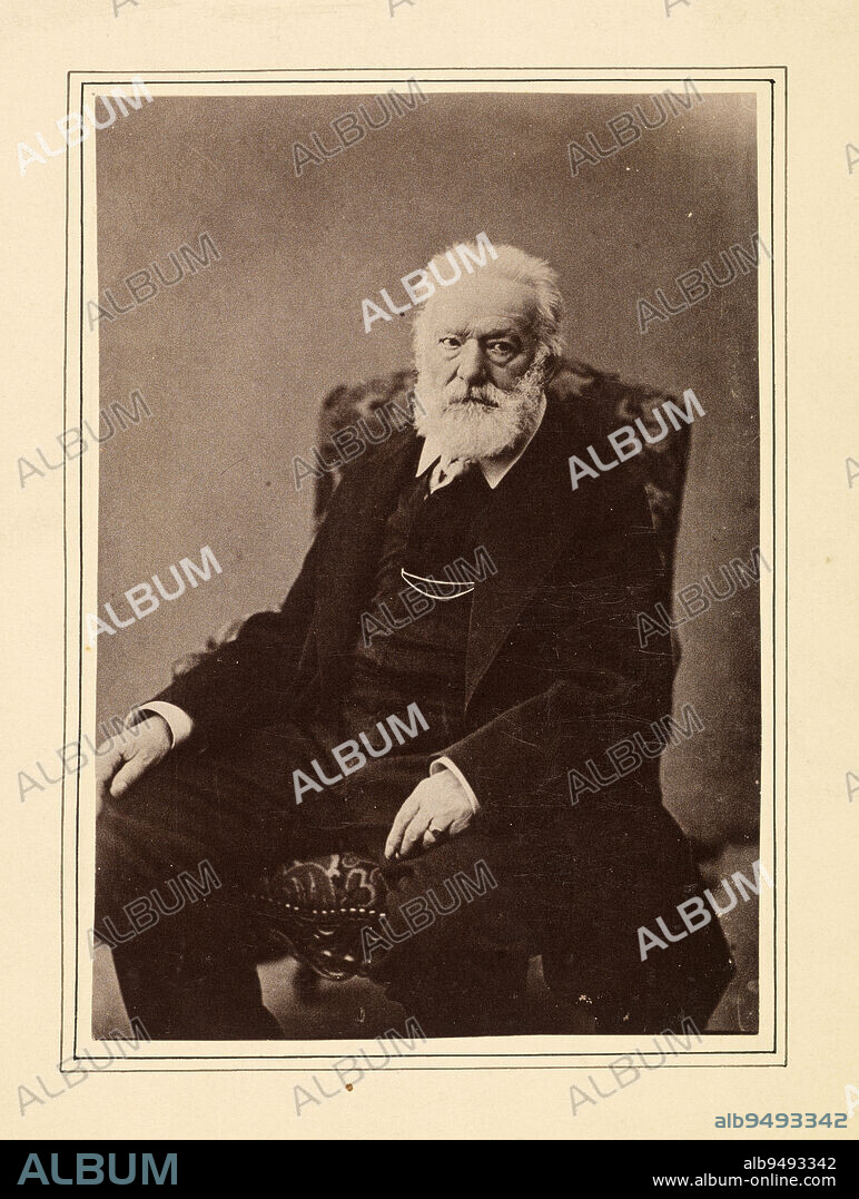 Victor Hugo seated on an armchair, Chalot, Isidore Alphonse, Photographer, Vers 1884, 3e quart du 19e siècle, Maison de Victor Hugo - Hauteville House, Photography, Albumen paper print, Paris, Dimensions - Work: Height: 13.6 cm, Width: 9.4 cm, Dimensions - original mounting: Height: 17.2 cm, Width: 13.2 cm.