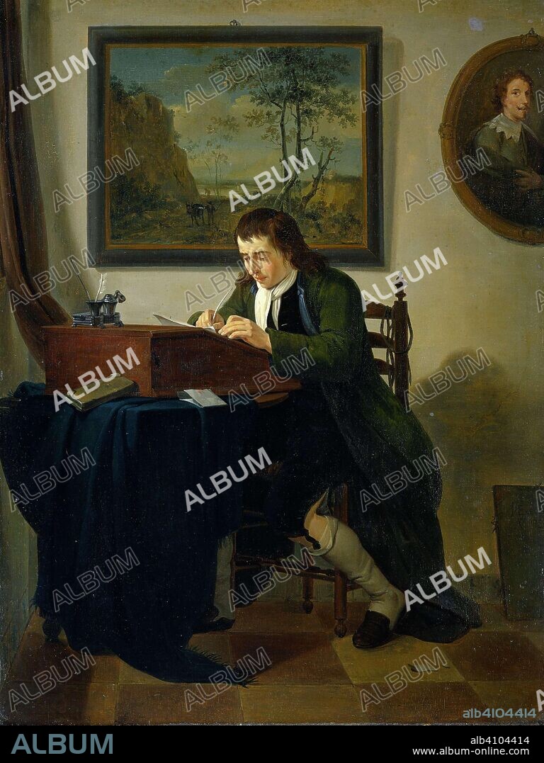 JAN EKELS (II). A Man Writing at his Desk. Dating: 1784. Place: Northern Netherlands. Measurements: h 51.5 cm × w 39.5 cm; d 7.5 cm.