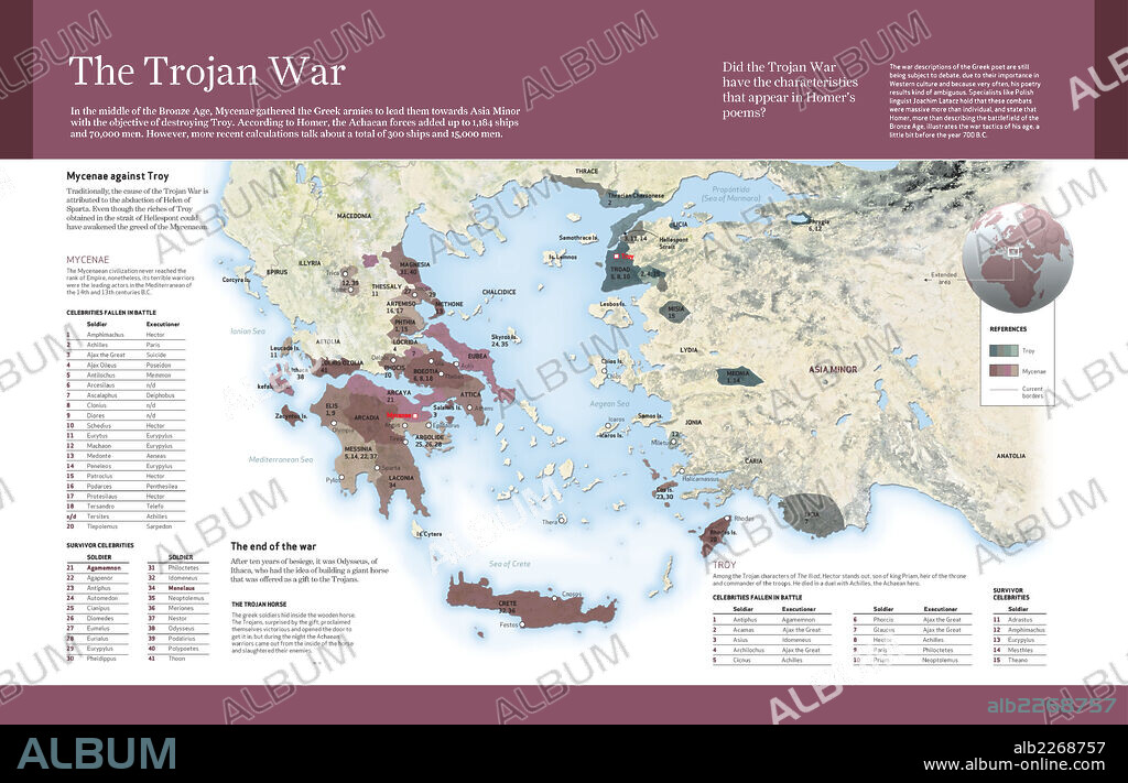 La Guerra de Troya. Infografía sobre la mítica y misteriosa Guerra de Troya (1250 a. C.).