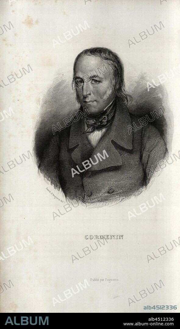 Cormenin, Louis Marie of Lahaye de Cormenin, signed: David d'Angers del, Fig. 1, according to p. 394, Angers, Pierre Jean David de (del.), Louis Blanc: Révolution française: histoire de dix ans 1830-1840. Bd. 4. Paris: Pagnerre, 1848.