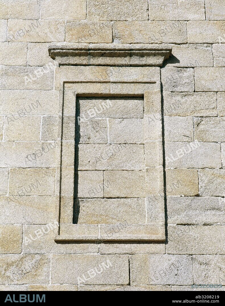Tower of Hercules. 2nd century AD. Ancient Roman lighthouse. Restored in 1791 by Eustaqui Giannini. Detail window. A Coruna. Galicia, Spain.