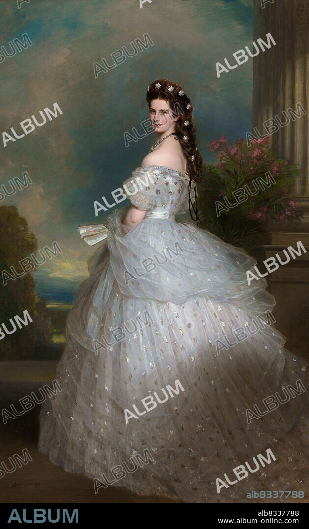 Elisabeth of Austria, born as Elisabeth Amalie Eugenie von Wittelsbach, Duchess in Bavaria, December 24, 1837 - September 10, 1898, painting by Franz Xaver Winterhalter, 1865 / Elisabeth of Austria, Elisabeth von ñsterreich, geboren als Elisabeth Amalie Eugenie von Wittelsbach, Herzogin in Bayern, 24. Dezember 1837 - 10. September 1898, Gem§lde von Franz Xaver Winterhalter, 1865, Historisch, historical, digital improved reproduction of an original artwork from the time / digital restaurierte Reproduktion einer Originalvorlage aus der damaligen Zeit, genaues Originaldatum nicht bekannt.