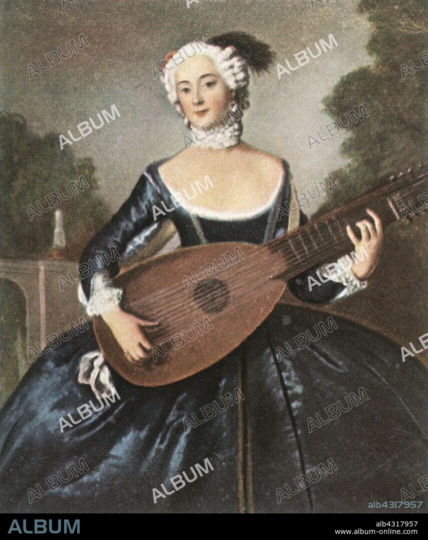 The favourite sister of Frederick the Great, (1936). 'Die Lieblingsschwester Friedrichs Des Grossen'. Portrait of Friederike Sophie Wilhelmine of Prussia (1709-1758), the elder sister of King King Frederick II of Prussia, and eldest daughter of the Soldier King Friedrich Wilhelm I and Sophie Dorothea of Hanover. From "Bilder Deutscher Geschichte", (Pictures of German History), No.12, cigarette card album. [Cigaretten-Bilderdienst, Altona-Bahrenfeld, Hamburg, Germany, 1936].