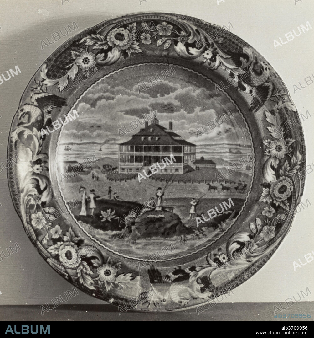 HELMUT HIATT. Plate - "Nahant Hotel". Dated: c. 1936. Dimensions: overall: 20.3 x 25.4 cm (8 x 10 in.)  Original IAD Object: 8 1/2" in diameter. Medium: black and white photograph.