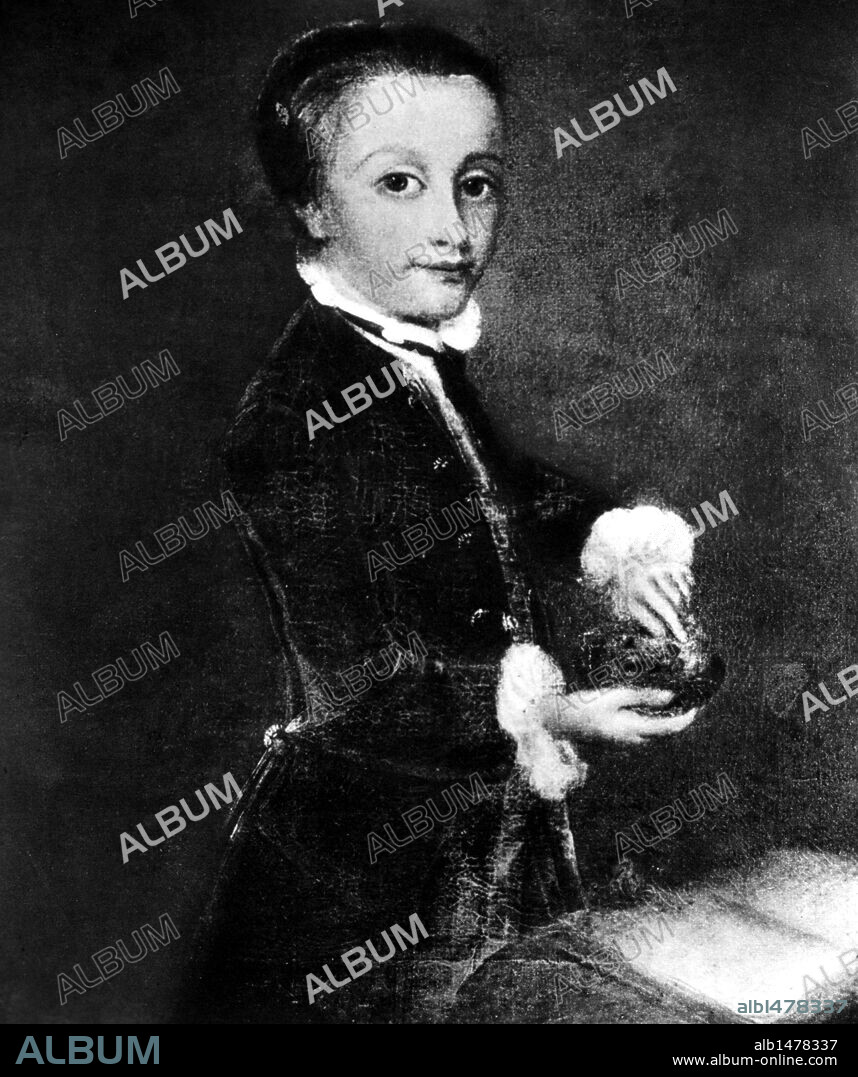 Johann Wolfgang Amadeus Mozart (Salzburg, 1756-Viena, 1791).Compositor austríaco de música clásica. Reproducción de un retrato de su juventud.