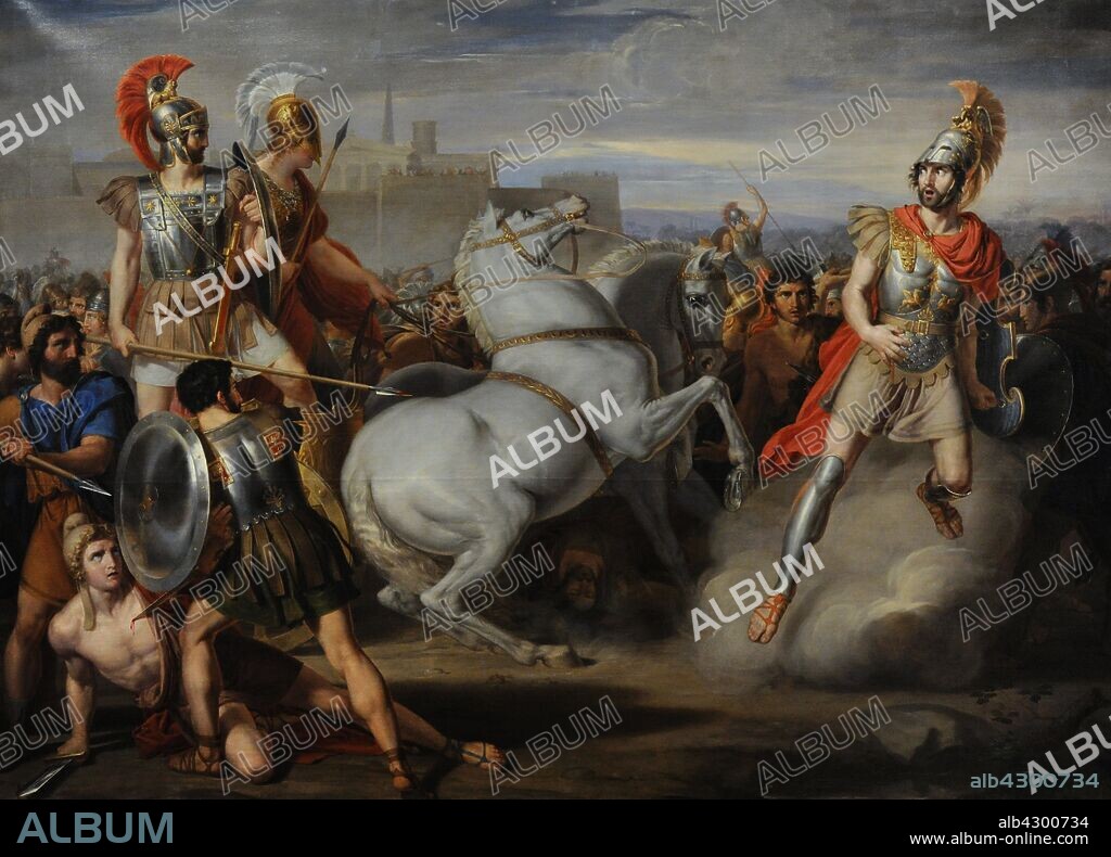 Rafael Tegeo (1798-1856). Spanish painter. Diomedes, assisted by Minerva, wounds Mars, 1831. Museum of Fine Arts. Murcia. Murcia Region. Spain.