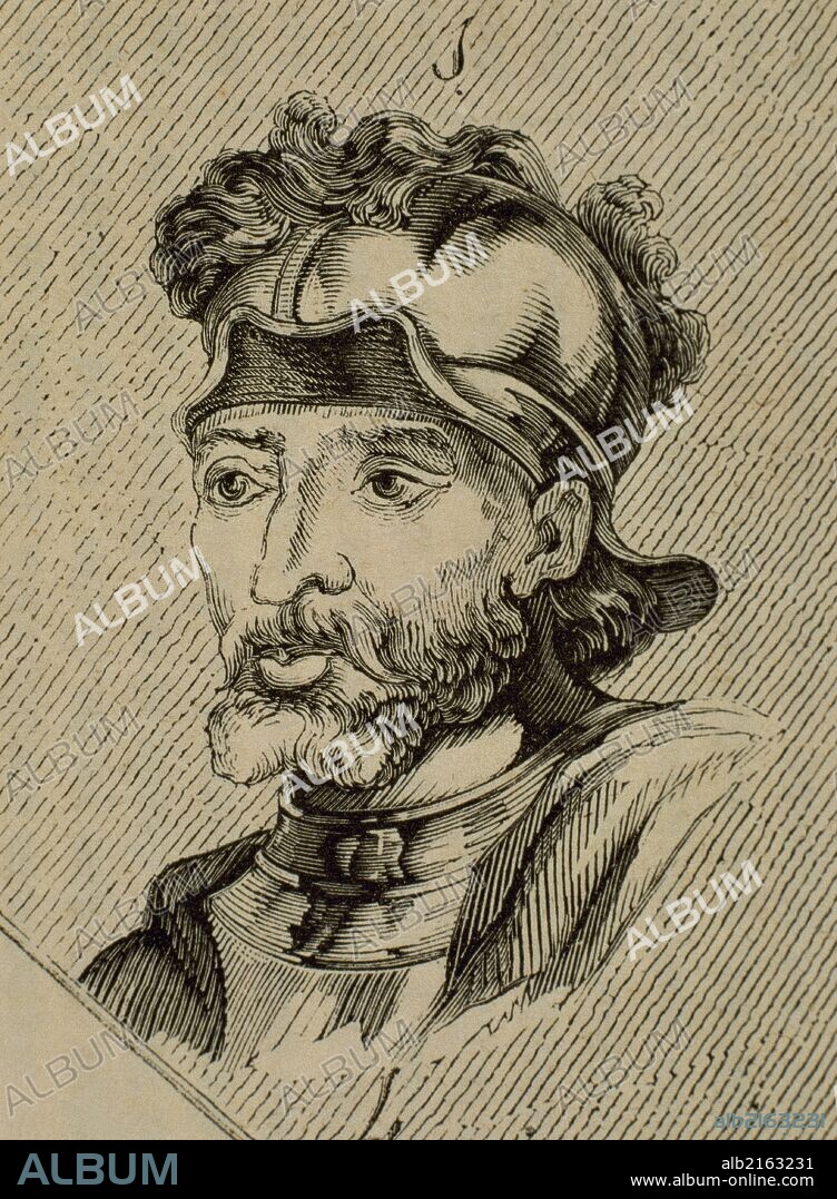 MAUREGATO (m.788). Rey de Asturias (783-788). Expulsó del trono a Alfonso II convirtiéndose en usurpador. Así le consideraron los cronistas posteriores. Grabado.
