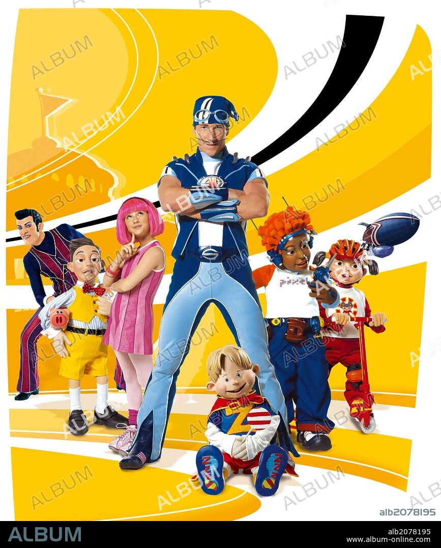 JULIANNA ROSE MAURIELLA, MAGNUS SCHEVING and STEFAN KARL STEFANSSON in LAZYTOWN, 2004, directed by MAGNUS SCHEVING. Copyright LAZYTOWN ENTERTAINMENT.