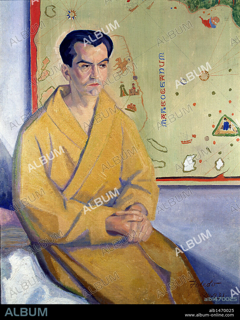 GARCIA LORCA, FEDERICO. ESCRITOR ESPAÑOL. FUENTEVAQUEROS (GRANADA). 1898-1936. OLEO DE GREGORIO TOLEDO. FUNDACION GARCIA LORCA.