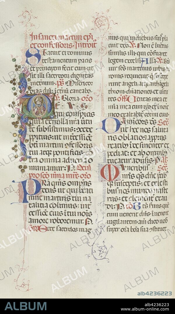 Missale: Fol. 324v: Saint Martin, 1469. Bartolommeo Caporali (Italian, c. 1420-1503), assisted by Giapeco Caporali (Italian, d. 1478). Ink, tempera and burnished gold on vellum ; overall: 35 x 25 cm (13 3/4 x 9 13/16 in.).