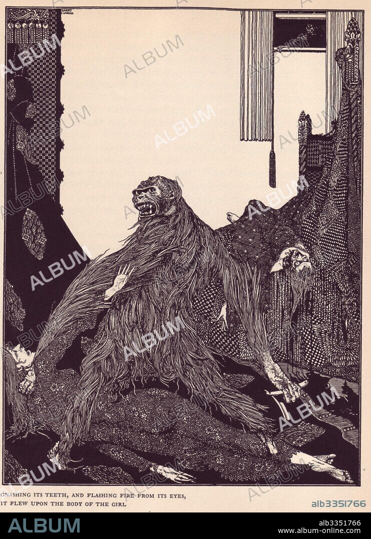 HARRY CLARKE. Illustration for the story "The Murders in the Rue Morgue" by Edgar Allan Poe.