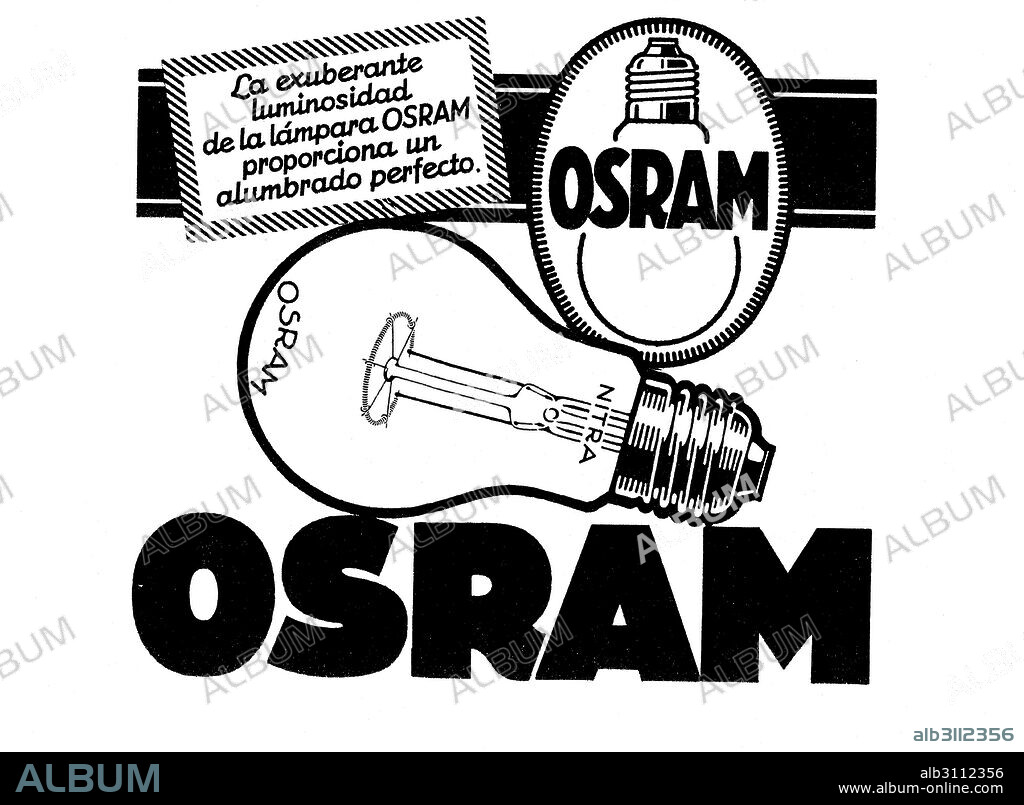 Publicidad de lámparas Osram.  Barcelona, 1932.