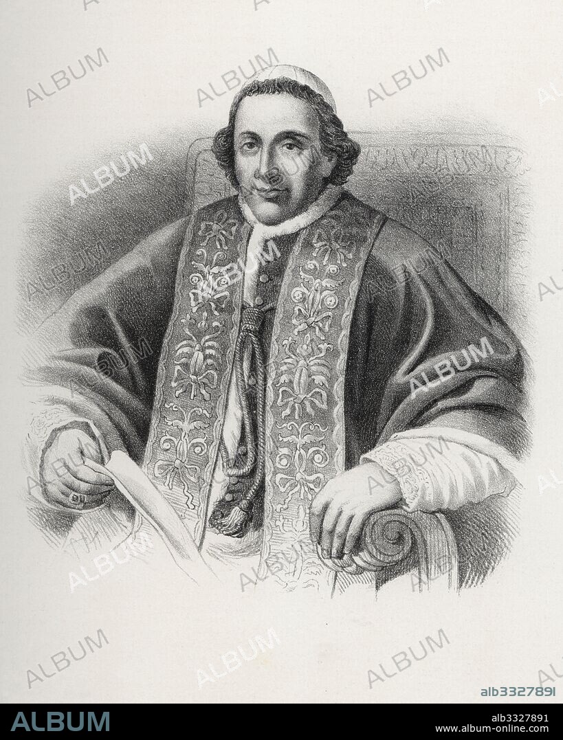 Pio VII (1742-1823), papa de la iglesia católica. Grabado de 1880.