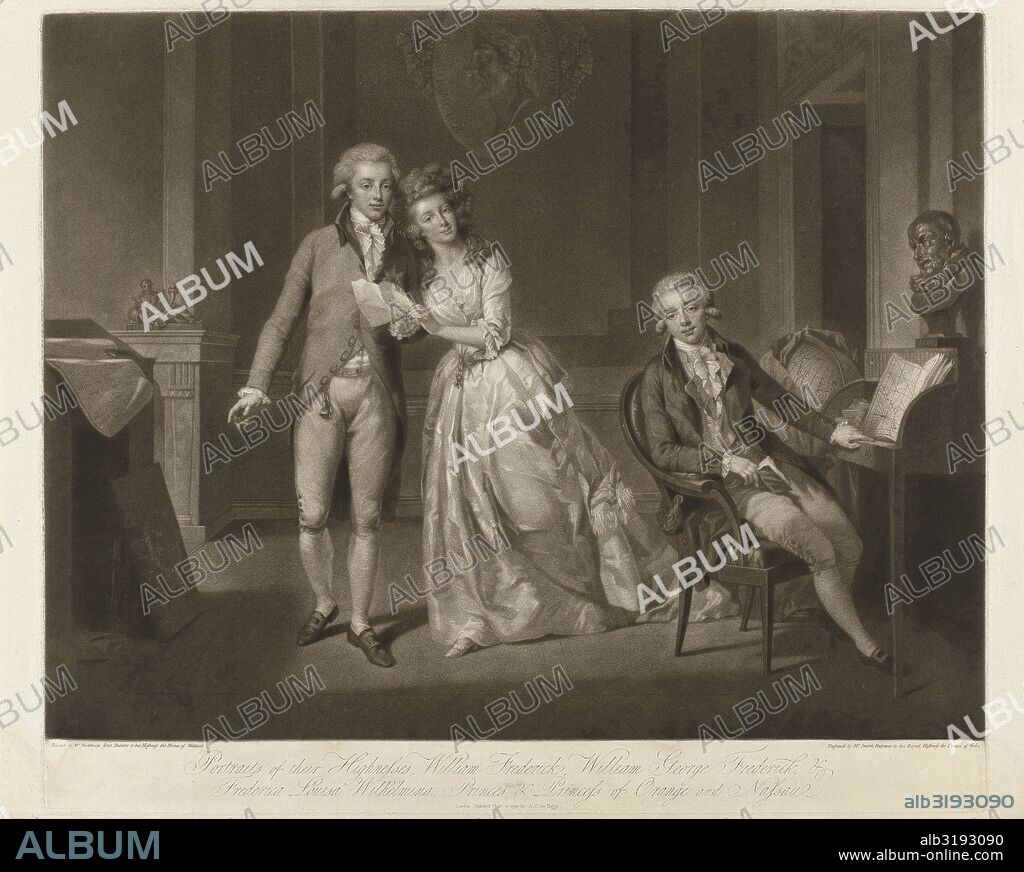 Frederika Louisa Wilhelmina, Princess van Oranje-Nassau, with her brothers Willem and Frederik. John Raphael Smith, Tischbein, A.C. de Poggi, 1762 - 1812.