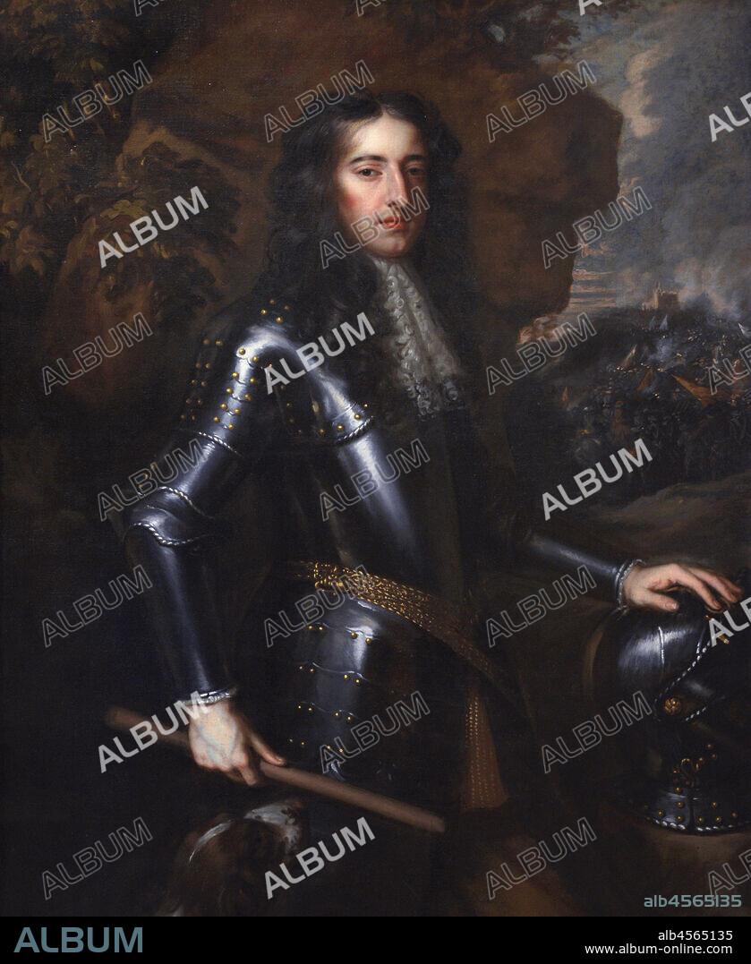 SIR PETER LELY (1618-1680). PAINTER OF DUTCH ORIGIN.. Rey Guillermo III (1650-1702). Rey de Inglaterra, Escocia e Irlanda (1689-1702). Casa de Nassau. Estatúder de las Provincias Unidas de los Países Bajos como Guillermo III (1672-1702). Retrato. Estudio de Sir Peter Lely (1618-1680) basado en una obra hacia 1677. Óleo sobre lienzo (124,5 x 101 cm). National Portrait Gallery. Londres. Inglaterra.