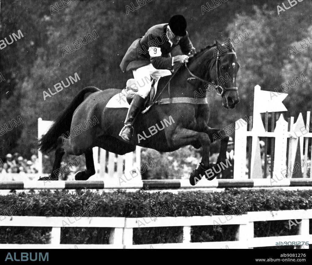 Mexico City Olympics 1968: Major Derek S. Allhusen of Great Britain takes a jump of Lochinvar during today's Olympic equestrian event near Mexico City. The British 4-man team won gold medals for the 3-day team event.