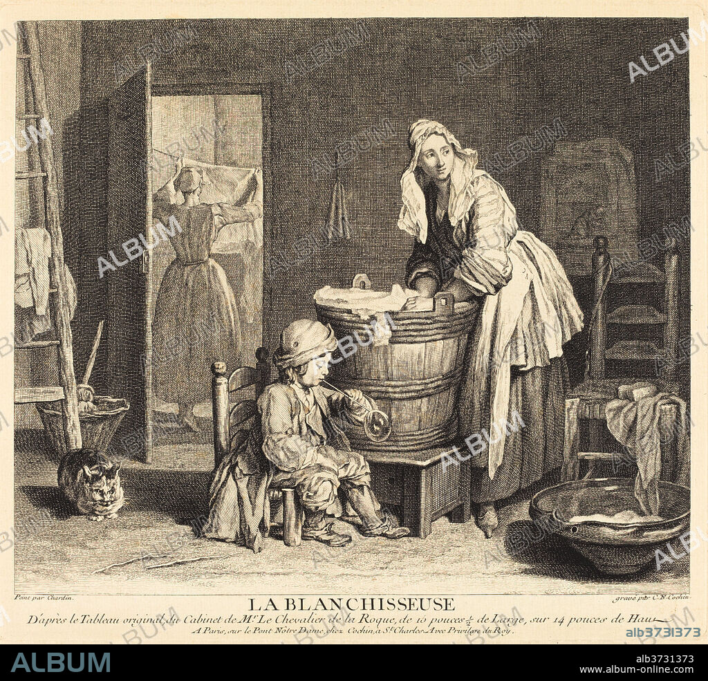 CHARLES-NICOLAS COCHIN I AFTER JEAN SIMéON CHARDIN. La Blanchisseuse. Dated: 1739. Medium: engraving and etching.