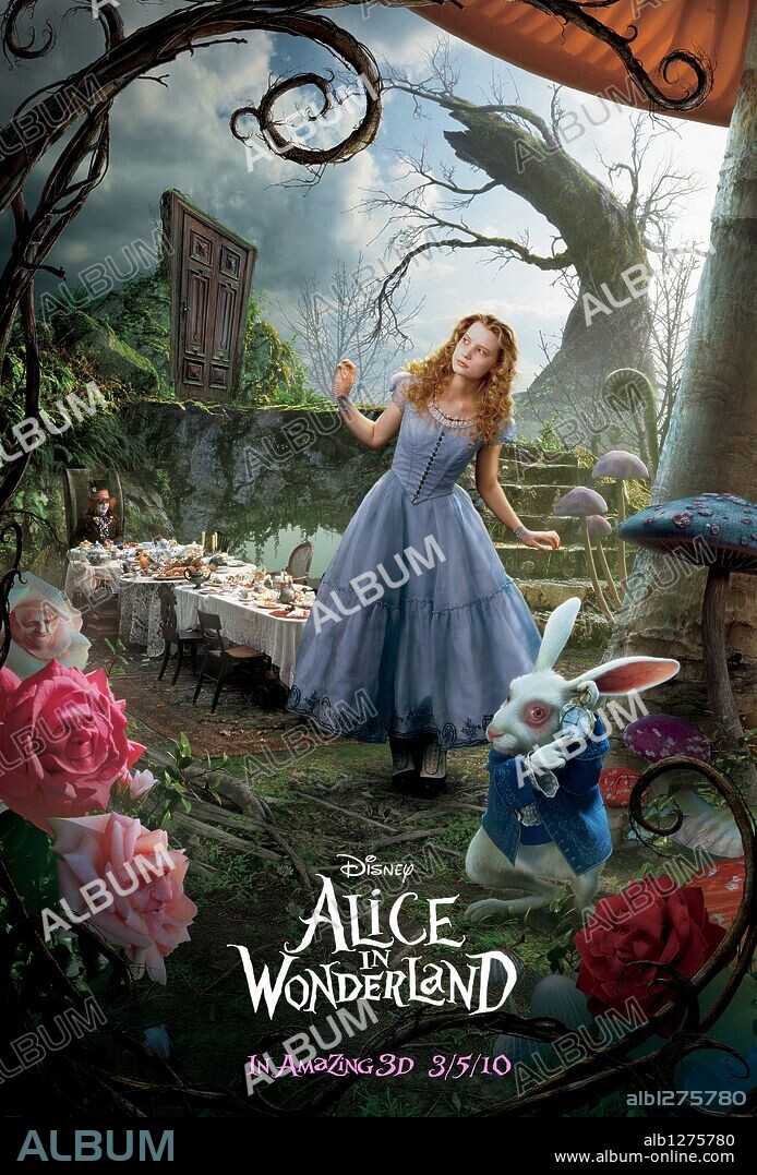Poster of ALICE IN WONDERLAND, 2010, directed by TIM BURTON. Copyright WALT DISNEY PICTURES.