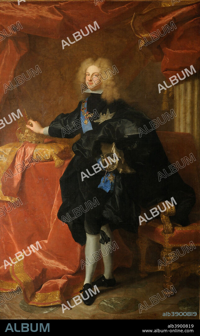HYACINTHE RIGAUD. Philippe V, roi d'Espagne (1683-1746) / Philip V, King of Spain (1683-1746). Date/Period: 1701. Painting. Oil on canvas. Height: 230 cm (90.5 in); Width: 155 cm (61 in).