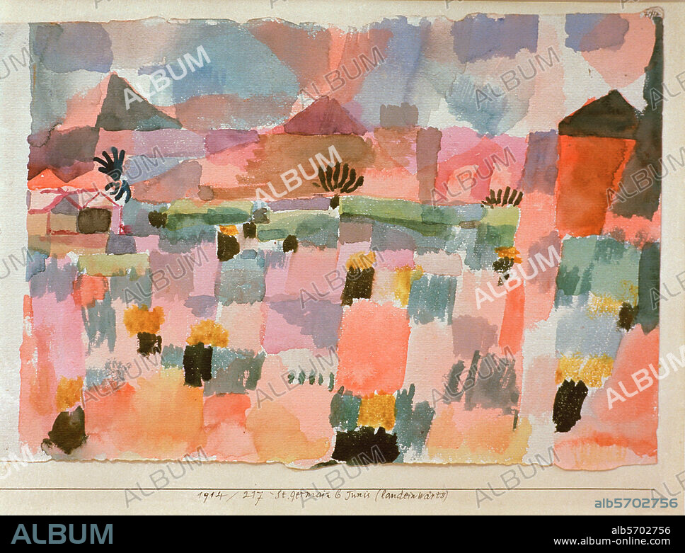PAUL KLEE. Klee, Paul, 1879-1940, Swiss-German artist. "St. Germain b. Tunis (inland)", (St Germain near Tunis" (up country)), 1914. (Tunisia 1914). Watercolour on paper, 21.8 × 31.5 cm. Musée National d'Art Moderne, Paris, France.