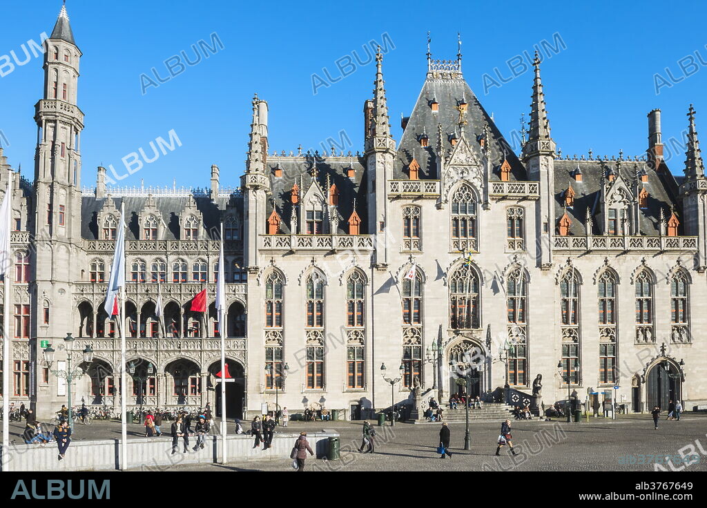 Provincial Government building, Market Square, Historic center of Bruges, UNESCO World Heritage Site, Belgium, Europe.