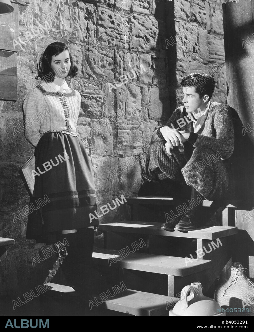 Millie Perkins and Richard Beymer in The Diary of Anne Frank, 1959. Scene from the film directed by George Stevens, based on the life of Anne Frank (1929-1945), the German-Jewish teenager who lived in hiding in Amsterdam until discovered by the Nazis. Anne died in Belsen. Courtesy of 20th Century Fox. For editorial uses only, all other uses to be cleared.