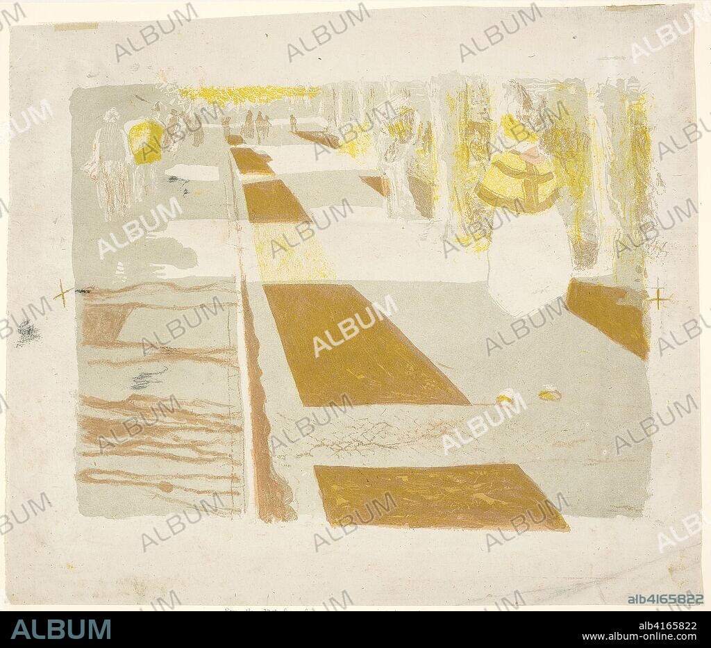 The Avenue. Edouard Jean Vuillard; French, 1868-1940. Date: 1899. Dimensions: 320 × 458 mm (image, including stray marks); 416 × 481 mm (sheet). Color lithograph on grayish-ivory laid chine. Origin: France.