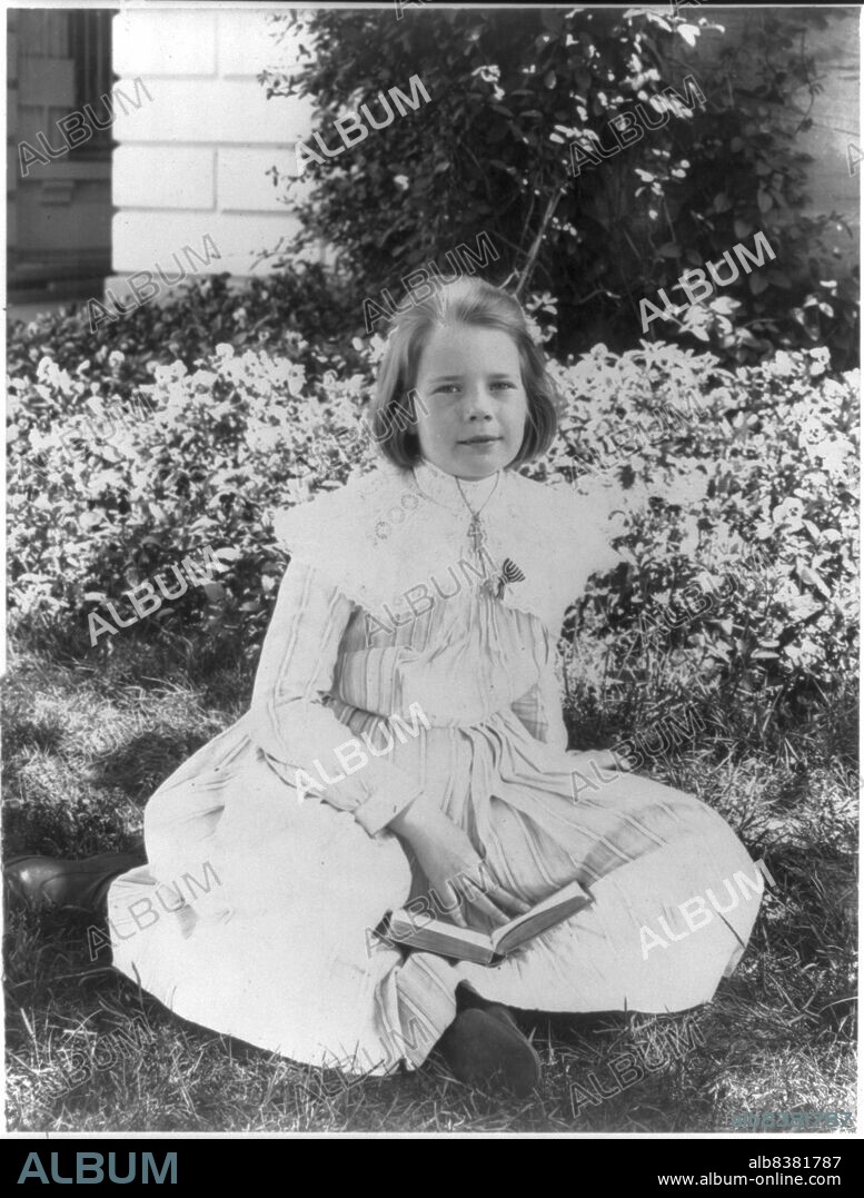 FRANCES BENJAMIN JOHNSTON. Ethel Roosevelt in the garden, c1902 June 17. [Daughter of President Theodore and Edith Roosevelt].