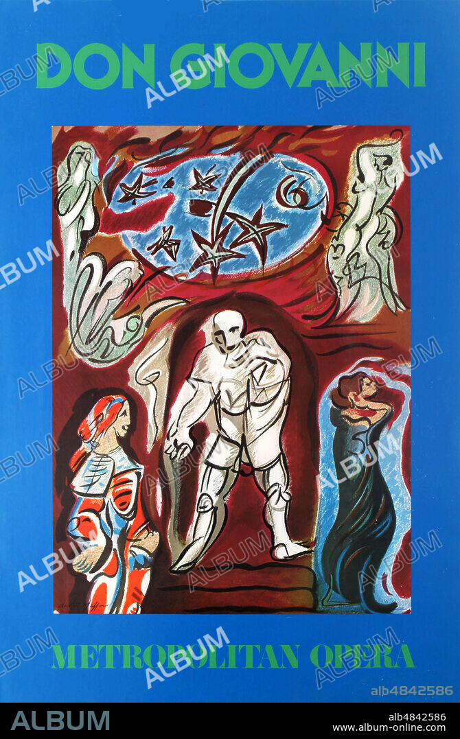 ANDRE MASSON. Poster for the opera Don Juan by Wolfgang Amadeus Mozart at the Metropolitan Opera in New York.
