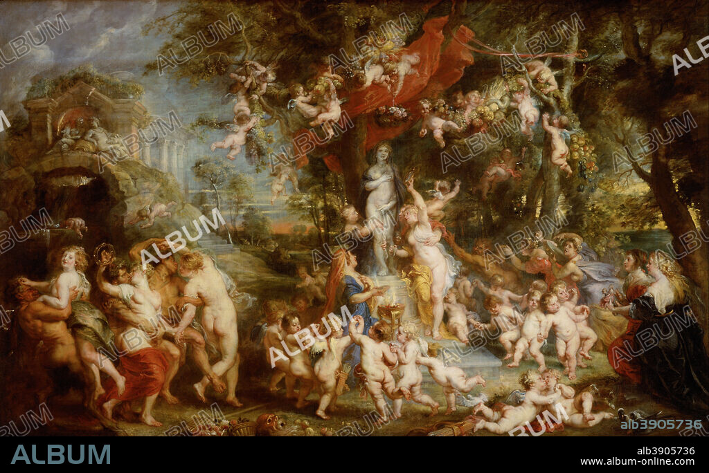 PETER PAUL RUBENS. The Feast of Venus. Date/Period: 1636 - 1637. Painting. Oil on canvas. Height: 2,170 mm (85.43 in); Width: 3,500 mm (11.48 ft).