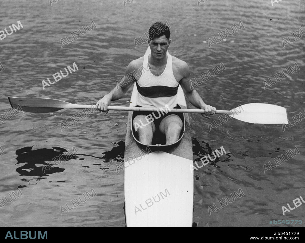 Britain's Canoe Team Train For Olympics - Britain's Canoe team for the Olympic Games were training at the Walsh Harp, London yesterday. Ray Parker, who will pair with Graham Palmer in the 10,000 metres. June 23, 1952. (Photo by Daily Mail Contract Picture).