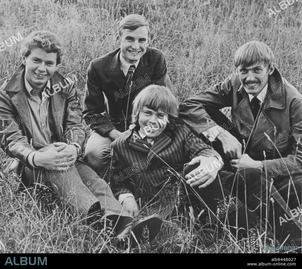 VÄSTERVIK 19680921 . Hootenanny Singers. Björn Ulvaeus (längst fram), Hansi Schwarz, Tonny Roth, och Johan Karlberg.. Foto Scanpix Code 20360. ***BETALBILD***.