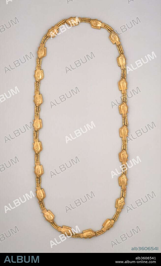 Girdle with Fish-Shaped Beads. Dimensions: L. as strung 83.8 cm (33 in.); L. of individual fish 2.4 cm (15/16 in.). Dynasty: Dynasty 18. Reign: reign of Thutmose III. Date: ca. 1479-1425 B.C..