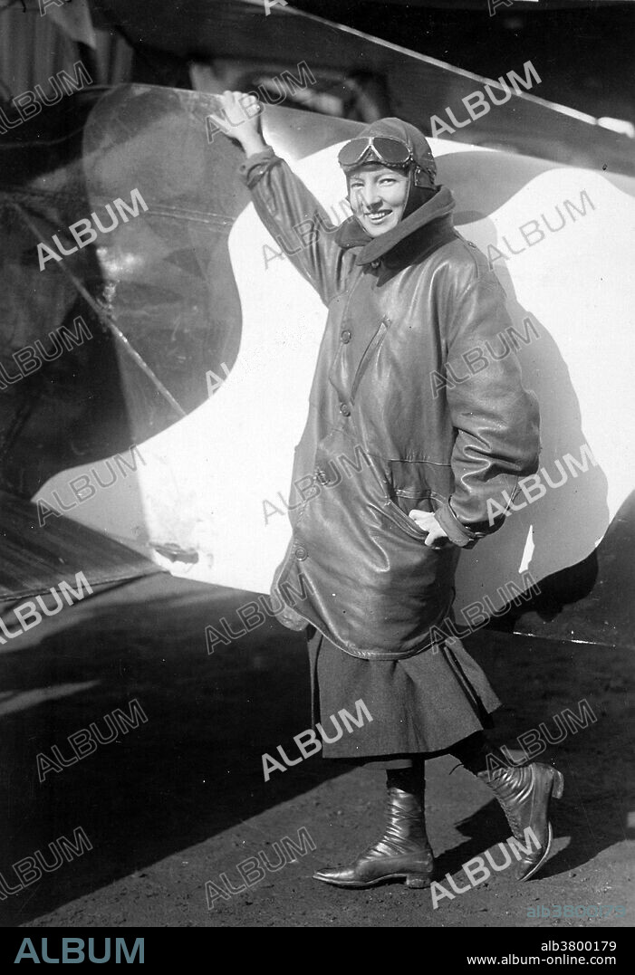 Marjorie Stinson, only woman to whom a pilot's license has been granted by Army & Navy Committee of Aeronautics in World War 1. Marjorie Stinson (1896 - April 15, 1975) was an American pioneer aviator. Encouraged by her sister Katherine's success, she decided to learn to fly and enrolled in the Wright School at Dayton in 1914. She joined her family in establishing a flight school in San Antonio. She was inducted into the US Aviation Reserve Crops, as its only woman, in 1915. In 1916, with the war in Europe raging, the Royal Canadian Flying Corps began sending their cadets to the Stinson School for training. She became known as "The Flying Schoolmarm" and her students as "The Texas Escadrille." The school closed at the end of the war in 1918. From 1917 to 1928, Miss Stinson barnstormed at county fairs and airports across the nation. She moved in 1930 to Washington where she worked as a draftsman at the War Department for 15 years. She retired in 1945 and returned to her first love, aviation, devoting her time to research into the history of aviation. She died in 1975 at the age of 79 and her ashes were scattered over San Antonio Airport, where she learned to fly.
