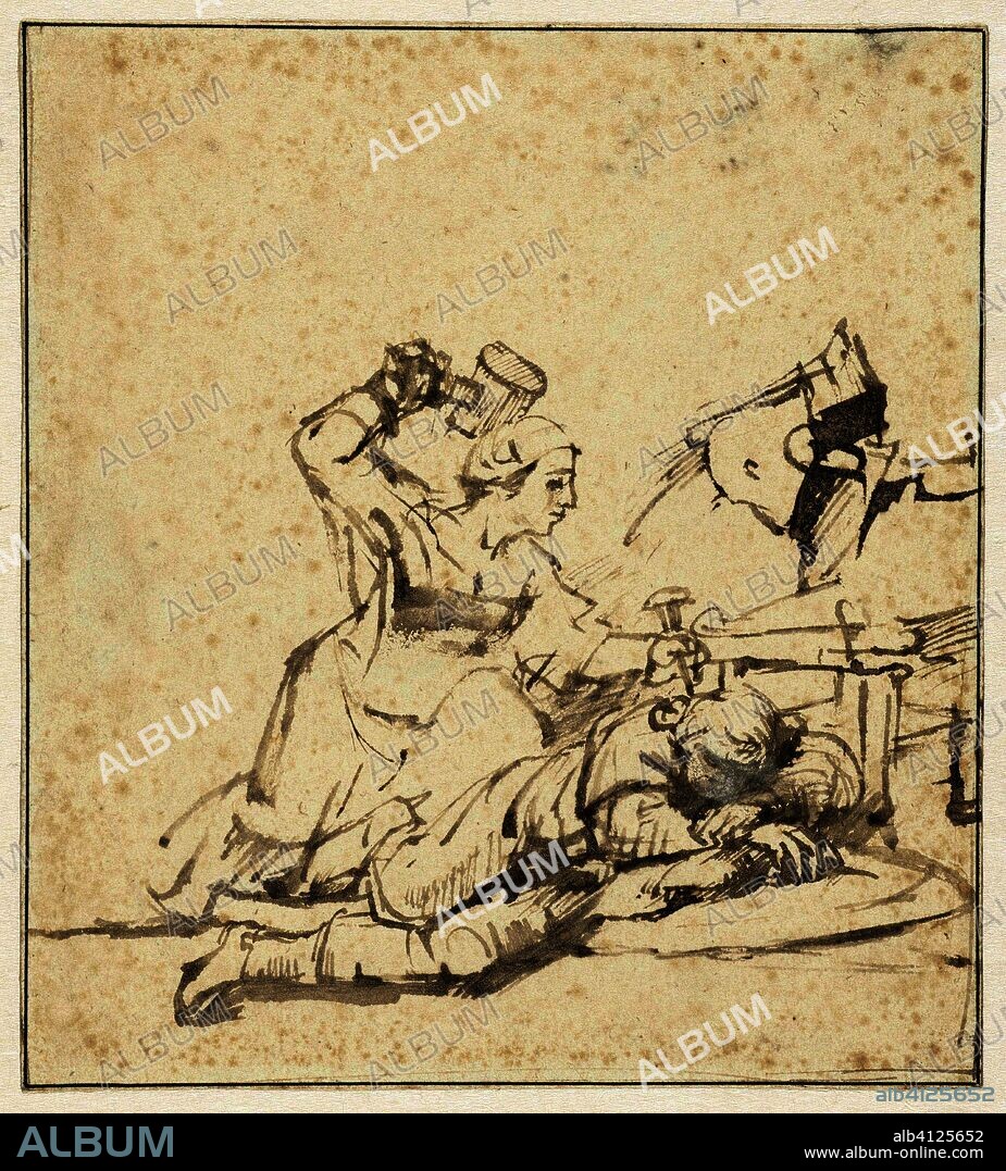 Jael Killing Sisera. Draughtsman: Rembrandt van Rijn. Dating: c. 1658 - c. 1659. Place: Amsterdam. Measurements: h 192 mm × w 174 mm.