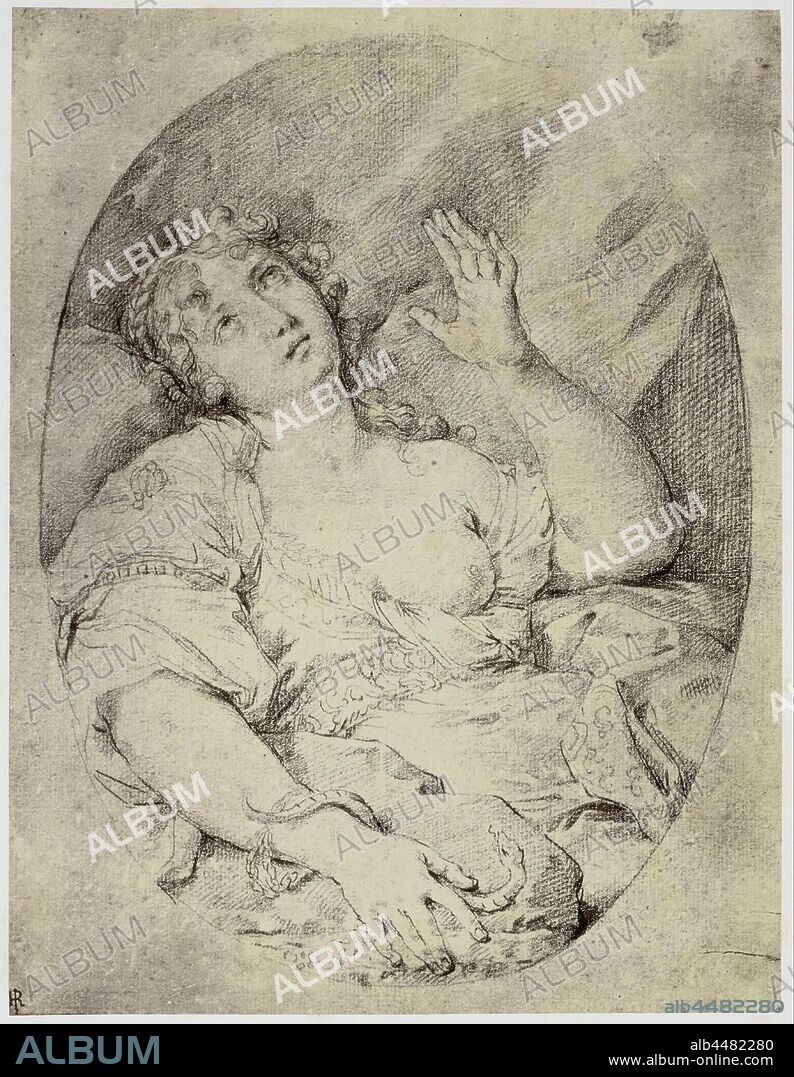 Anonymous, Cleopatra, Photo production of drawing in 'The Reveley Collection of Drawings at Brynygwin', fig. 52, drawing, sketch, Cleopatra VII (queen of Egypt), Philip Henry Delamotte, 1855 - 1858, paper, photographic paper, cardboard, albumen print, h 296 mm × w 227 mm.