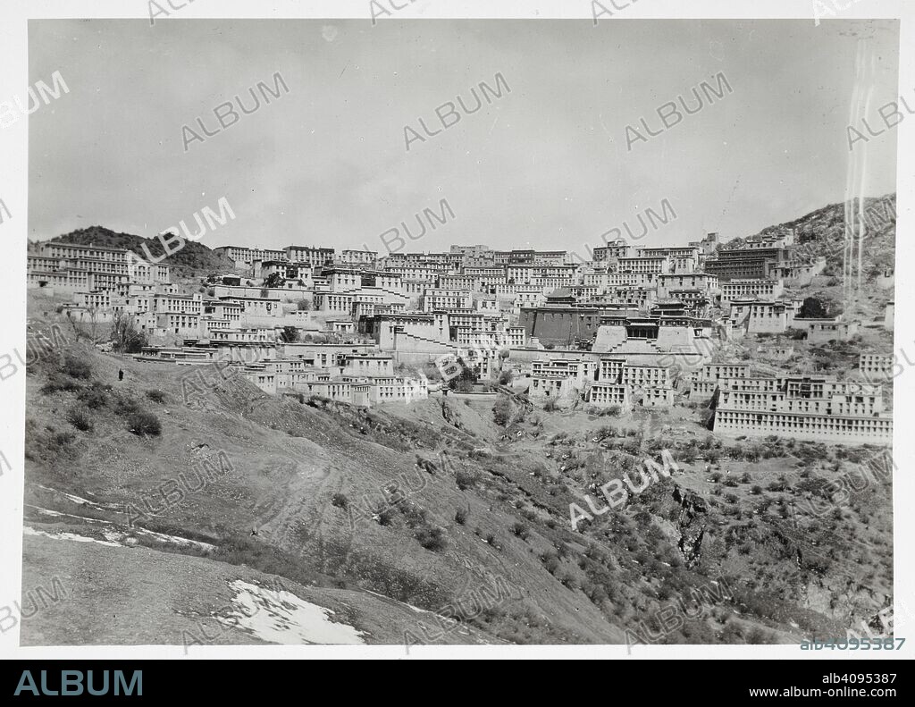 CHARLES ALFRED BELL. Ganden Monastery.  General view of the monastery complex.  . Photographs of Tibet and Sikkim. Bell collection. 15-Apr-21. 438 prints 125x100mm to 160x115mm Gelatine silver prints, printing-out papers.  Photographers: Sir Charles Bell, P. Brown, Johnston and Hoffmann, David Macdonald, Willoughby Patrick Rosemeyer, John Claude White. Source: Photo 1112/1(192a).