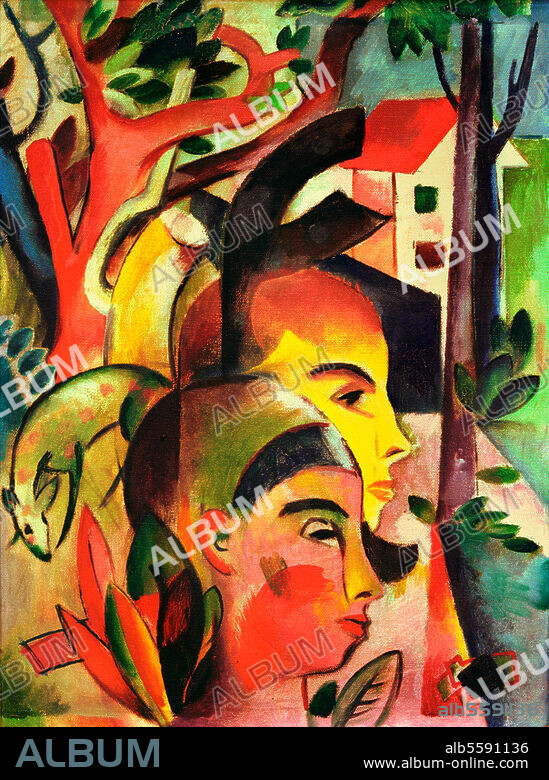 HEINRICH CAMPENDONK. Campendonk, Heinrich 1889-1957. "Zwei Köpfe", 1917. Öl auf Leinwand, 58,5 × 44,5 cm. Kunsthandel London, Sotheby's, 6. Oktober 1999.
