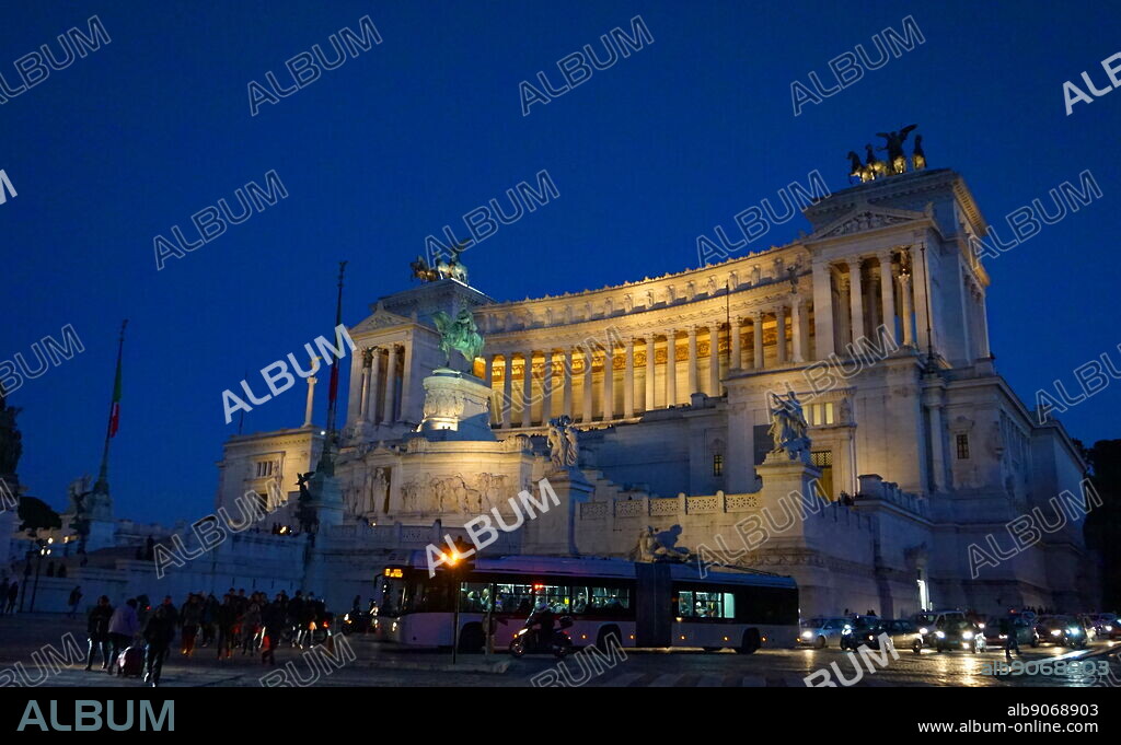 View of the Vittorio Emanuele II Monument at night. The Vittorio Emanuele II Monument, also known as the Vittoriano, Il Vittoriano, or Altare della Patria, is a monument built in honour of Victor Emmanuel II, the first king of a unified Italy, located in Rome, Italy.