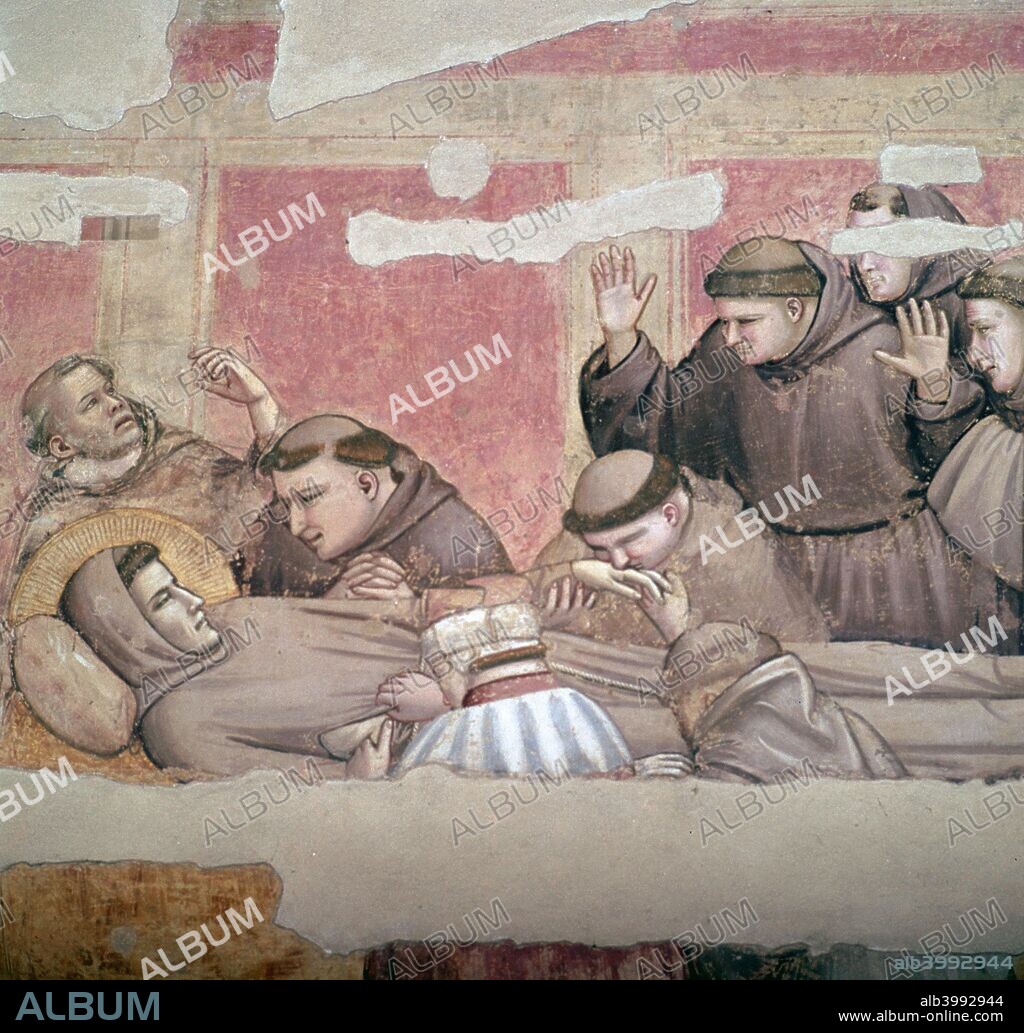 Depiction of the death of St Francis of Assisi, at the Church of Santa Croce in Florence, 14th century.