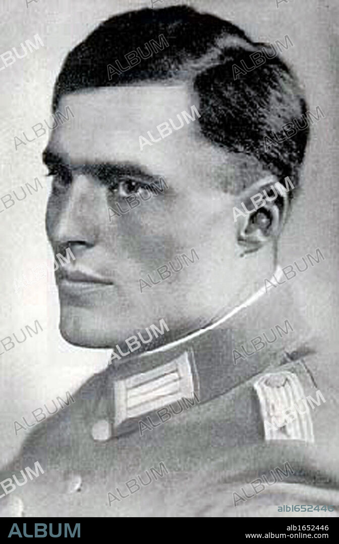 Claus Schenk, Graf von Stauffenberg (1907-1944) German aristocrat and military officer,  carried and placed the bomb used in the failed attempt to assassinate Hitler at Wolfsschanze on 20 July 1944.  He was shot on the night of 20-21 July 1944.